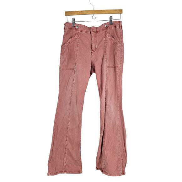 Anthropologie Pilcro Demilune Pants Light Pink Low-rise Utility Flare Leg Sz 29 - Picture 2 of 7
